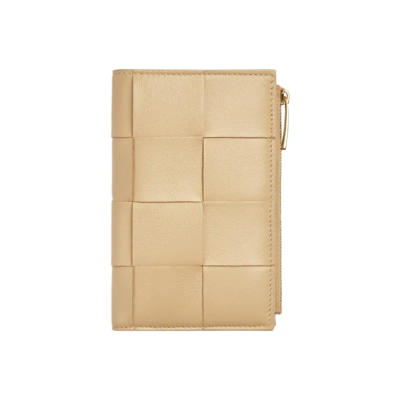 Bottega Veneta Sheepskin With Cow Leather Wallet Medium Size Women's Oat-0