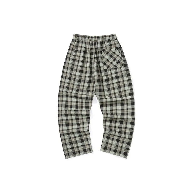 GENANX Casual Pants Unisex Khaki Plaid-1