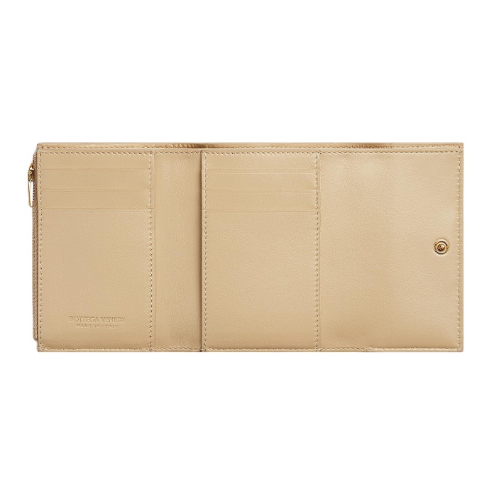 Bottega Veneta Intreccio Tri-Fold Zip Wallet - POIZON
