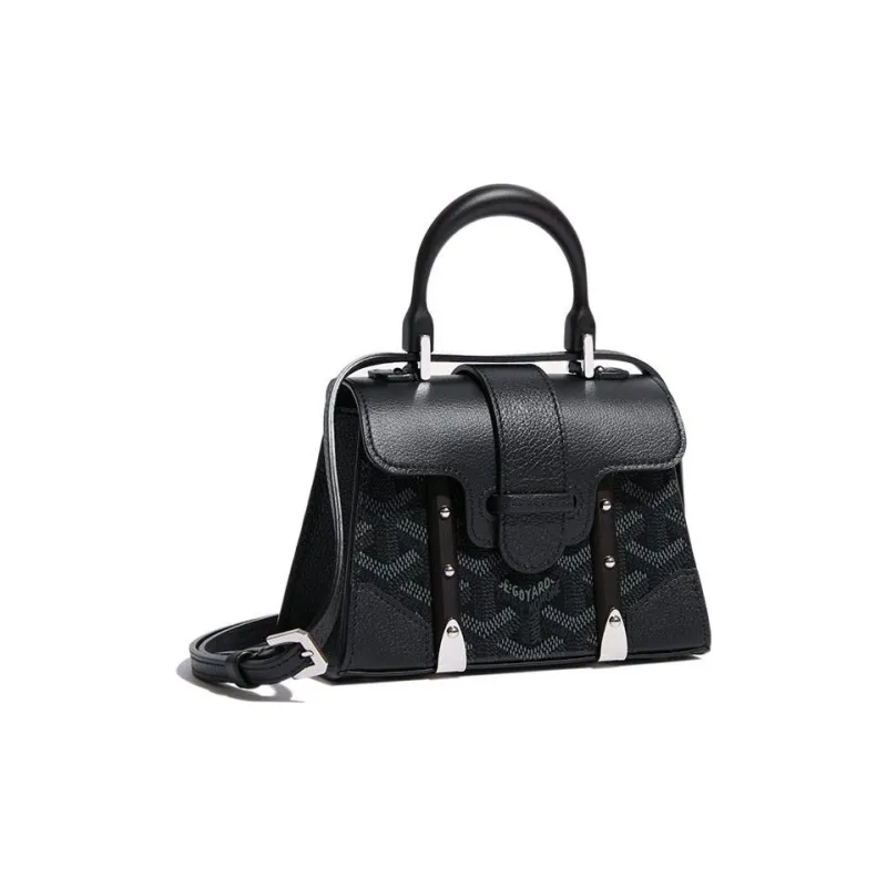 GOYARD Saigon Canvas With Calfskin Shoulder Bag Crossbody Bag Handbag Mini Women's Black-1