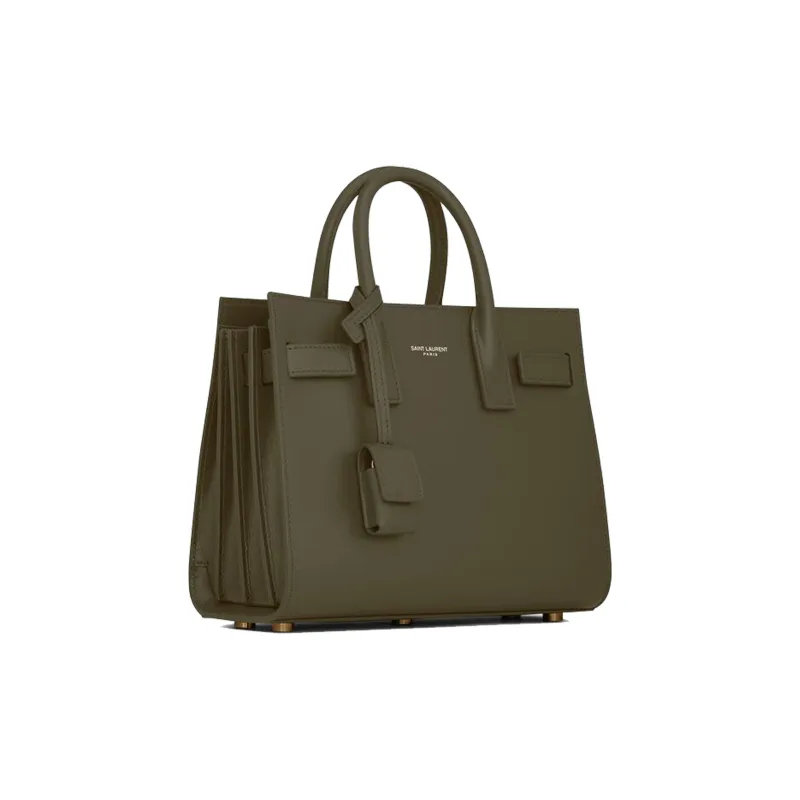 SAINT LAURENT SAC DE JOUR Cow Leather Trunk Bag Shoulder Bag Crossbody Bag Handbag Mini Women's Gray Khaki-1
