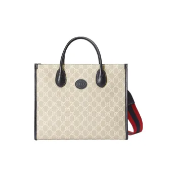 GUCCI Ophidia Canvas With Leather Tote Bag Shopping Bag Shoulder Bag Crossbody Bag Handbag Small Size Men's Beige