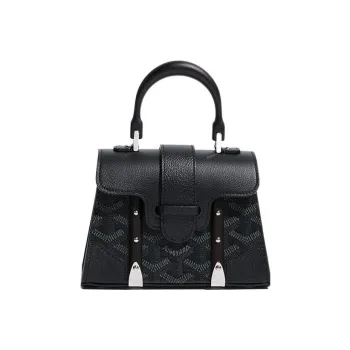 GOYARD Saigon Canvas With Calfskin Shoulder Bag Crossbody Bag Handbag Mini Women's Black