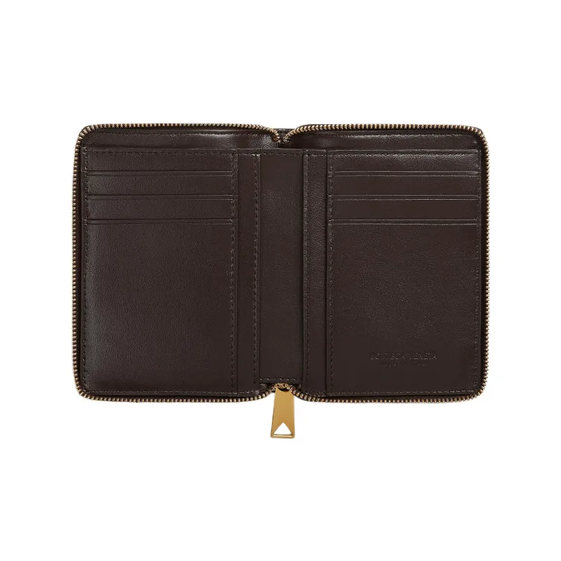 Bottega Veneta Sheepskin With Cow Leather Wallet Large Size Women's Dark Brown-1
