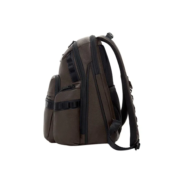 TUMI Alpha Bravo Litchi Grain Leather Laptop Bag Backpack Men's Brown-1