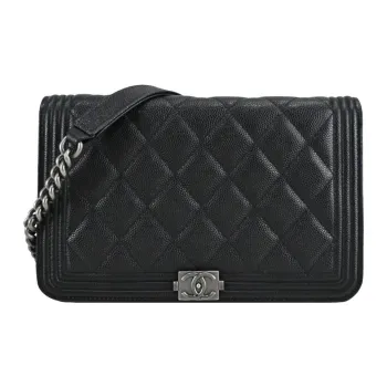 CHANEL LeboyWOC Cow Leather Pochette Crossbody Bag, Shoulder Bag Women's Black
