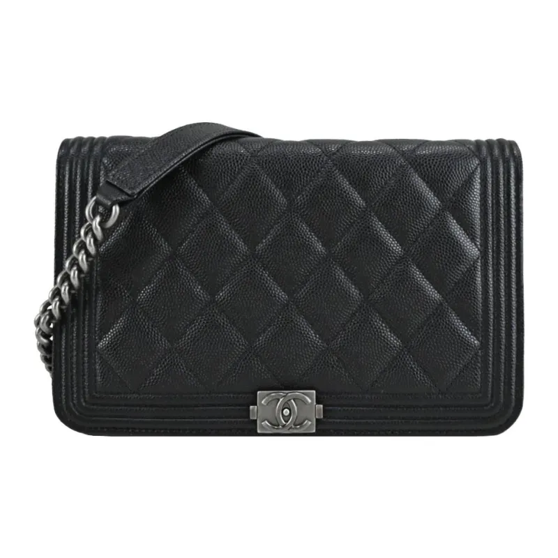 CHANEL LeboyWOC Cow Leather Pochette Crossbody Bag, Shoulder Bag Women's Black-0