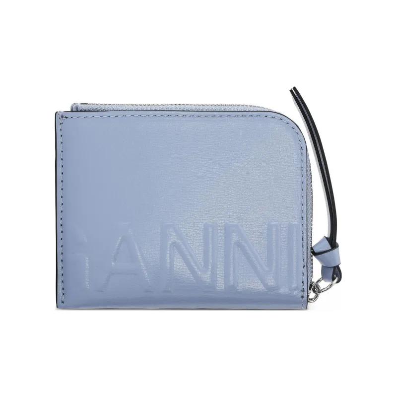 GANNI Recycled Leather Wallets Card Holders Women's Blue-0