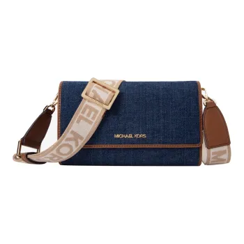 MICHAEL KORS Jet Set Item Fabric MK Crossbody Bag Women's Indigo/Acorn Brown