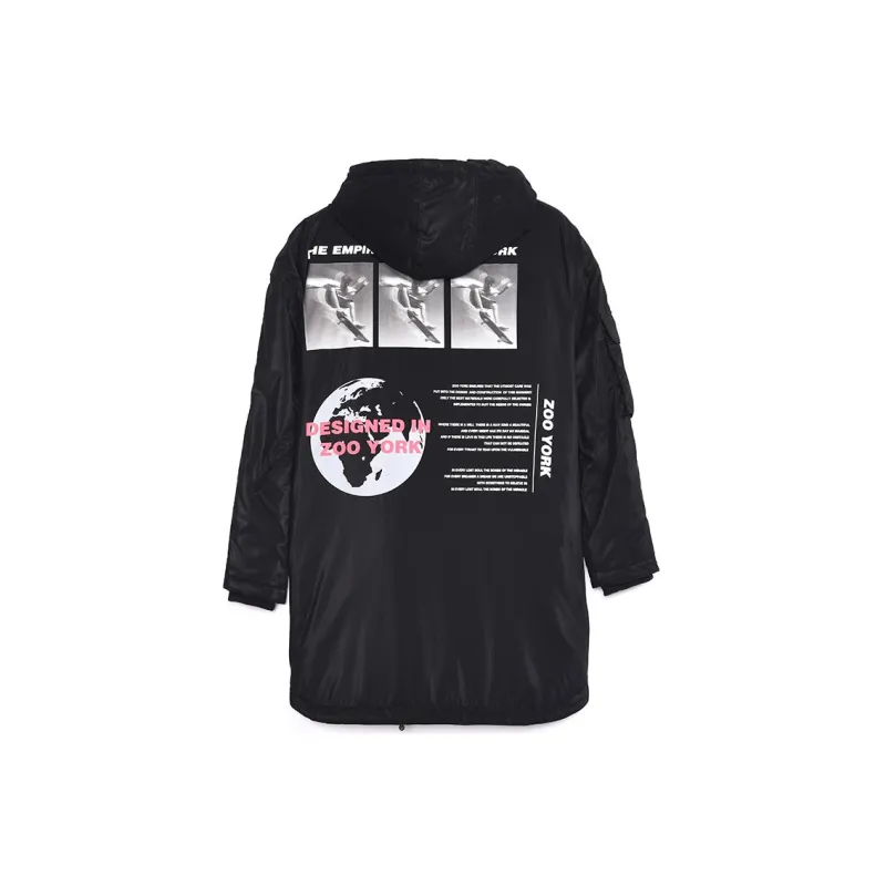 Zoo York Letter Stand Collar Loose Fit Thickened Mid-Length Puffer Jacket Unisex-1