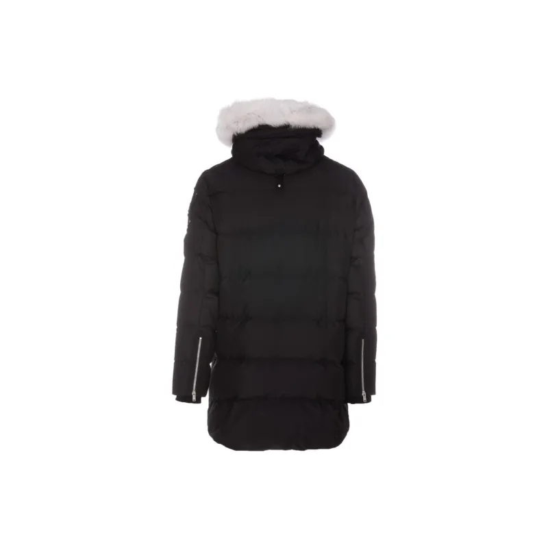 Moose Knuckles FW22 Solid Color Detachable Hood Down Jacket Men's Black-1