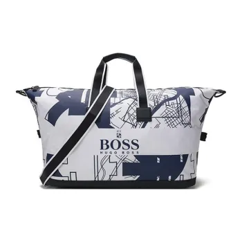 HUGO BOSS Polyester Handbag, Shoulder Bag, Crossbody Bag, Travel Bag Men's Blue & White