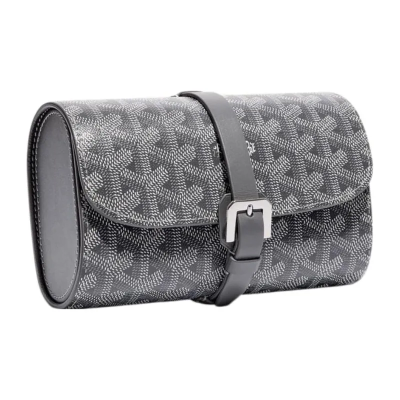 GOYARD Voyage Canvas With Leather Dog's Teeth Storage Bag Unisex Gray-0