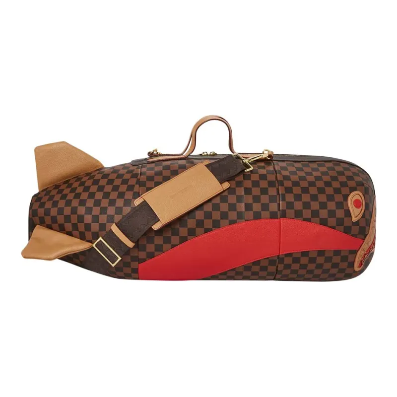 SPRAYGROUND PVC Travel Bag, Irregular Shaped Bag, Handbag Large Size Unisex Brown-2