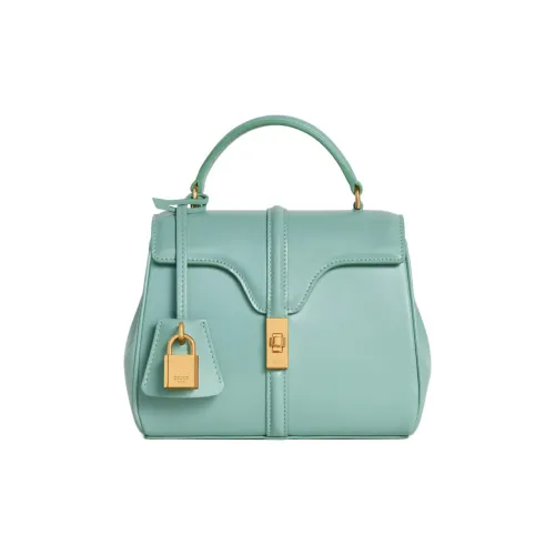 celine Camarat 16 Satin Cow Leather Shoulder Bag Crossbody Bag Handbag Mini Women's Mint Green