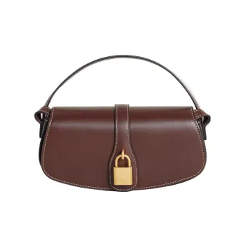 CELINE Smooth Calf Leather Lockhead Baguette Bag Shoulder Bag One Shoulder Handbag Crossbody Bag Mini Women's Burgundy