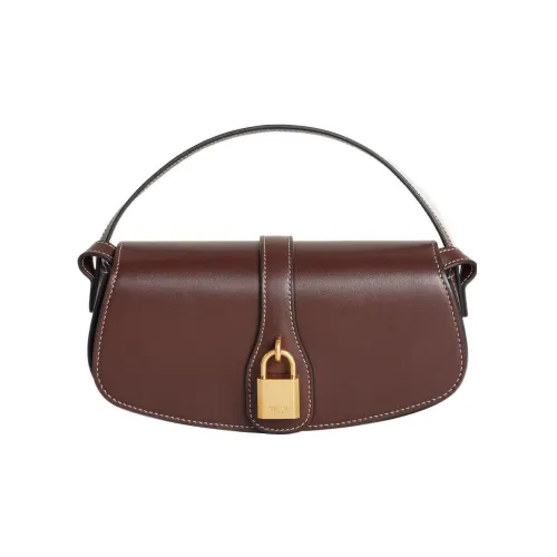 celine Camarat Smooth Calf Leather Lockhead Baguette Bag Shoulder Bag One Shoulder Handbag Crossbody Bag Mini Women's Burgundy