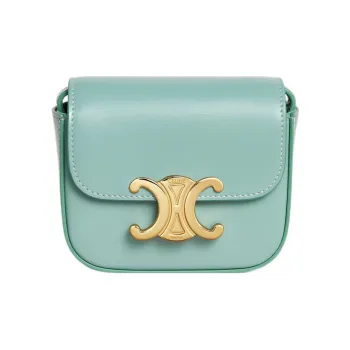 CELINE Triomphe Shiny Calfskin Shoulder Bag Crossbody Bag Mini Women's Mint Green