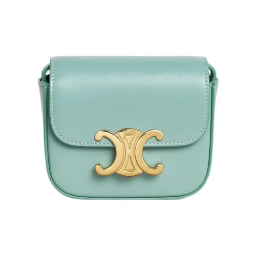 celine moyen Triomphe Shiny Calfskin Shoulder Bag Crossbody Bag Mini Women's Mint Green
