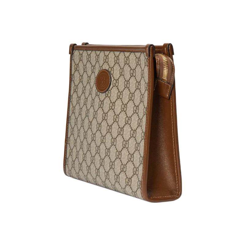 GUCCI Canvas With Leather Binding Clutch Makeup Bag Men's Ebony-1