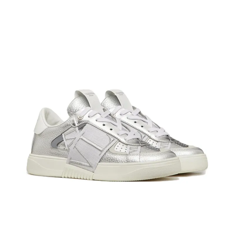 Valentino VL7N Low Top Stylish Skateboarding Shoes Women's Silver White-2