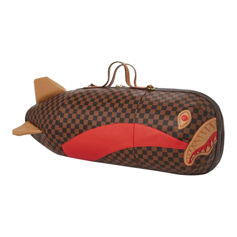 SPRAYGROUND PVC Travel Bag, Irregular Shaped Bag, Handbag Large Size Unisex Brown-4