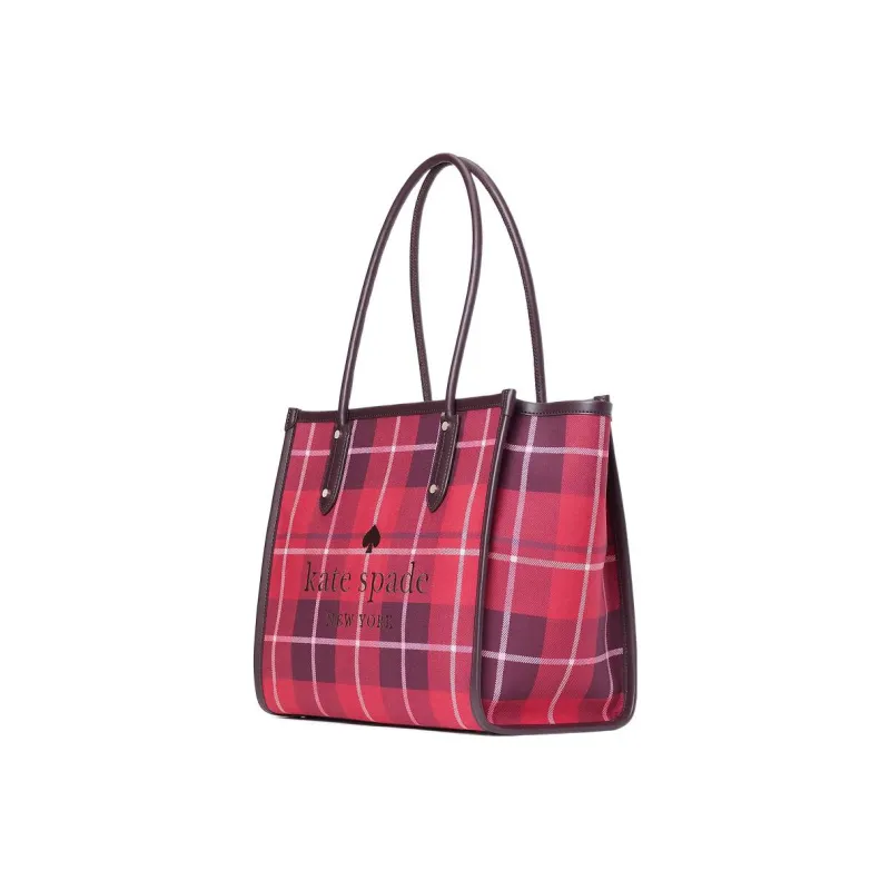 Kate Spade Fabric Artificial Leather Tote Bag Shopping Bag Shoulder Bag Handbag Women's Rose Red-1
