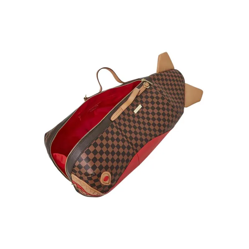 SPRAYGROUND PVC Travel Bag, Irregular Shaped Bag, Handbag Large Size Unisex Brown-5