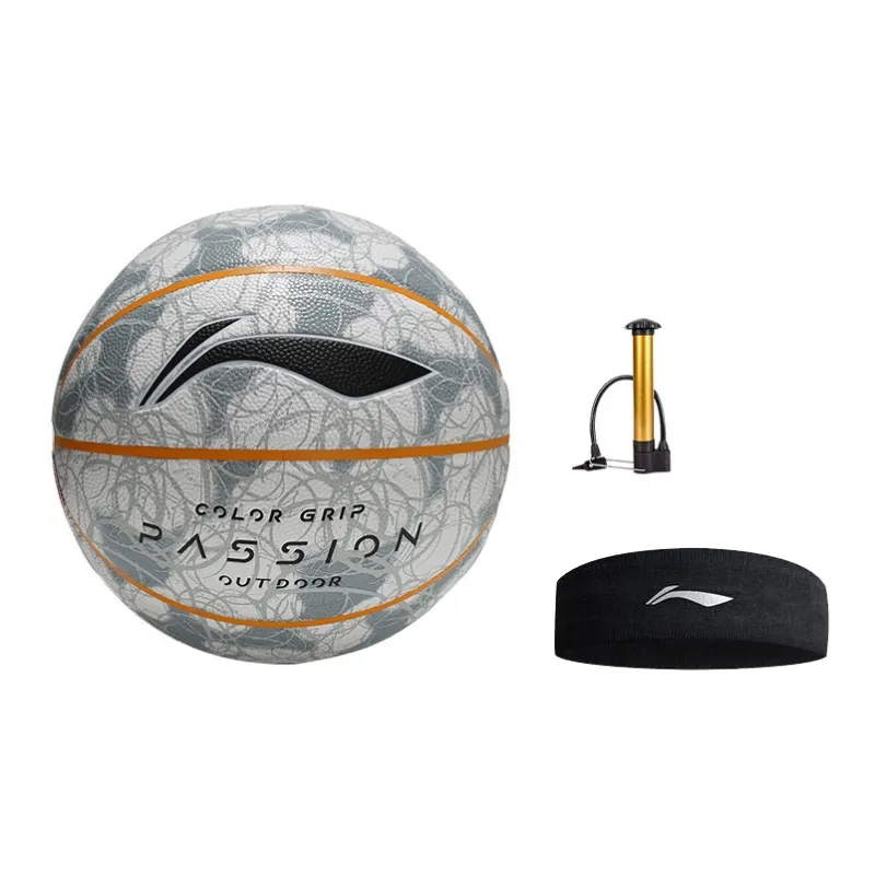LiNing PU Basketball Gray Size 7 Training Match Unisex-20