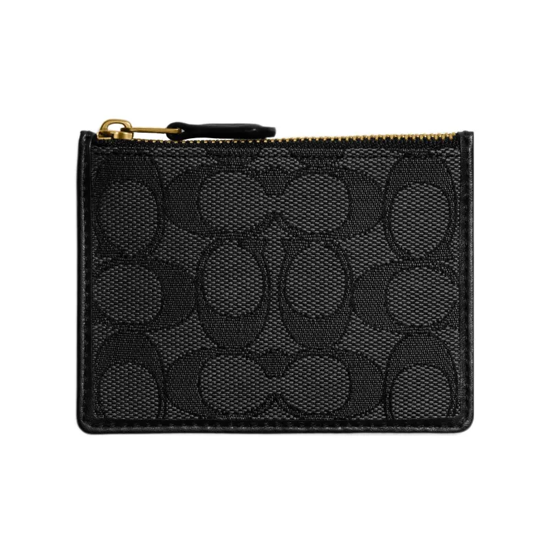 COACH Boxed Woven Jacquard With Calfskin Document Bag, Card Holder Mini Women's Black-0