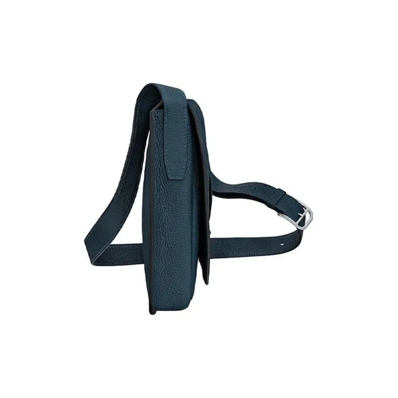 HERMES Steve Light Junior Togo Calfskin Messenger Bag Shoulder Bag Crossbody Bag Men's 7P Bleu De Prusse Prussian Blue-1