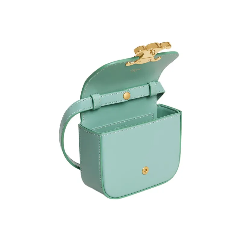 CELINE Triomphe Shiny Calfskin Shoulder Bag Crossbody Bag Mini Women's Mint Green-2