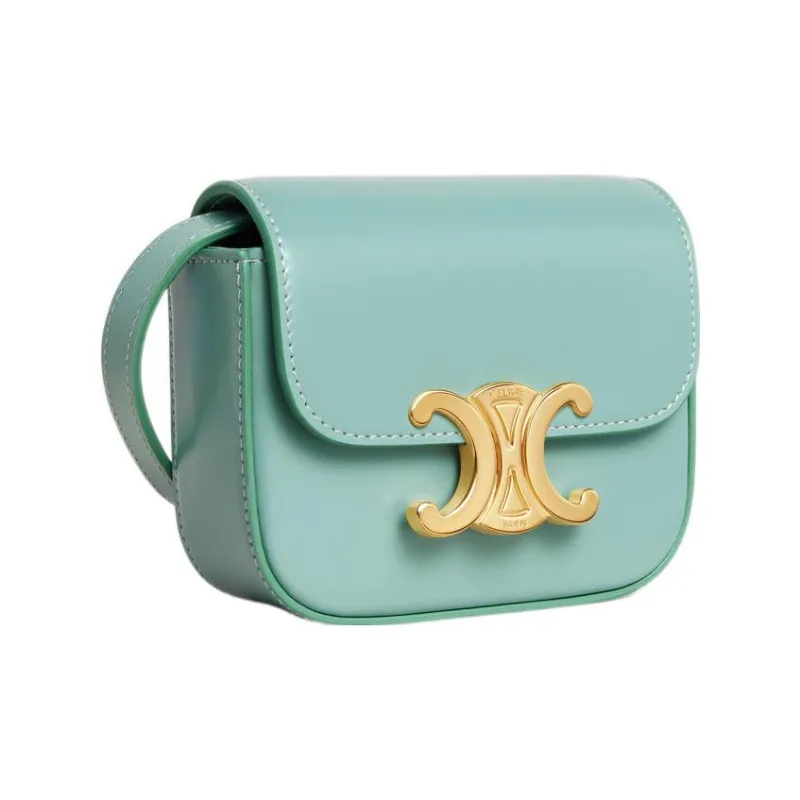 CELINE Triomphe Shiny Calfskin Shoulder Bag Crossbody Bag Mini Women's Mint Green-1