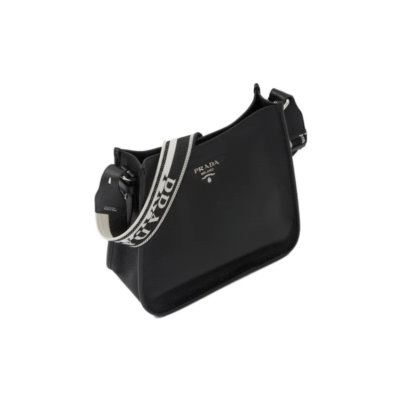 PRADA Hobo Grained Leather Hobo Bag Crossbody Bag Shoulder Bag Regular Women's Black-2
