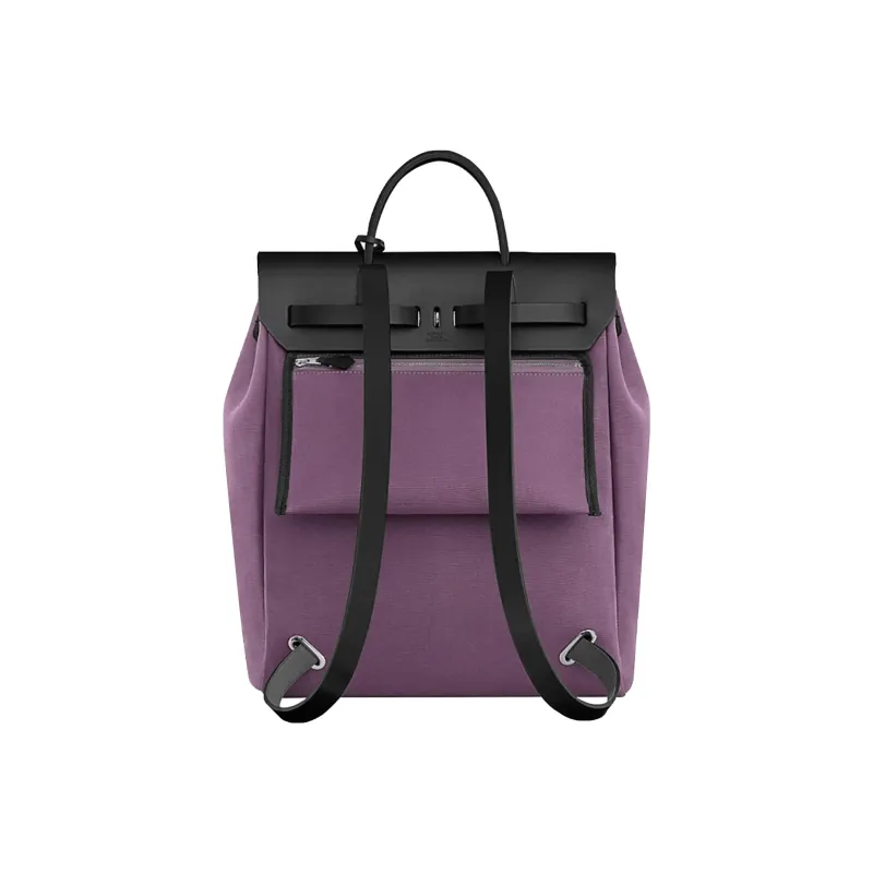 HERMES Herbag Zip Canvas With Hunter Cow Leather Handbag Backpack Women's Black/Grenadine/Indigo Blue-1