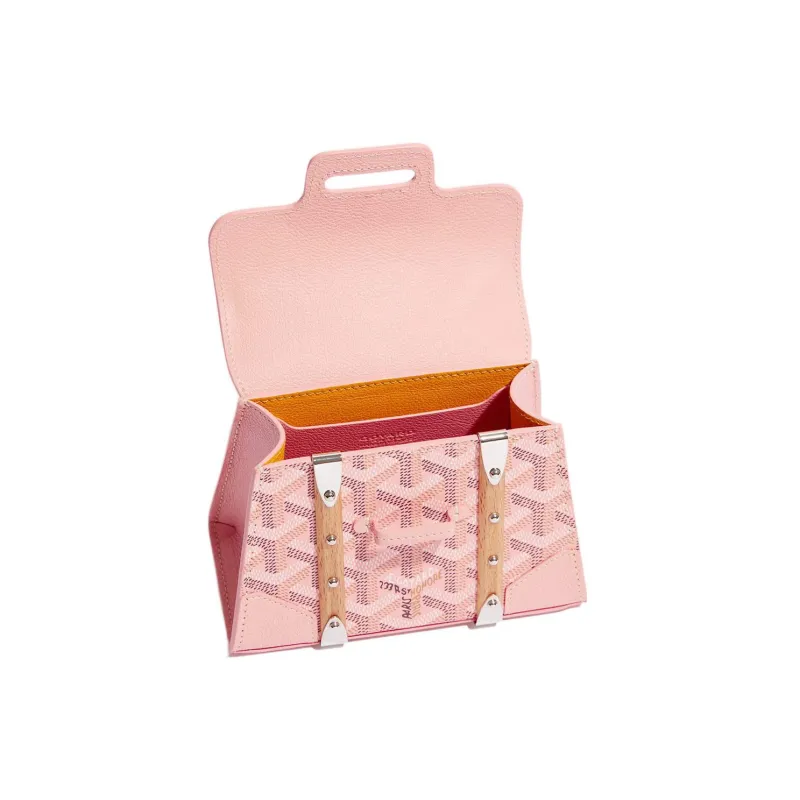 GOYARD Saigon Canvas With Calfskin Shoulder Bag Crossbody Bag Handbag Mini Women's Pink-3