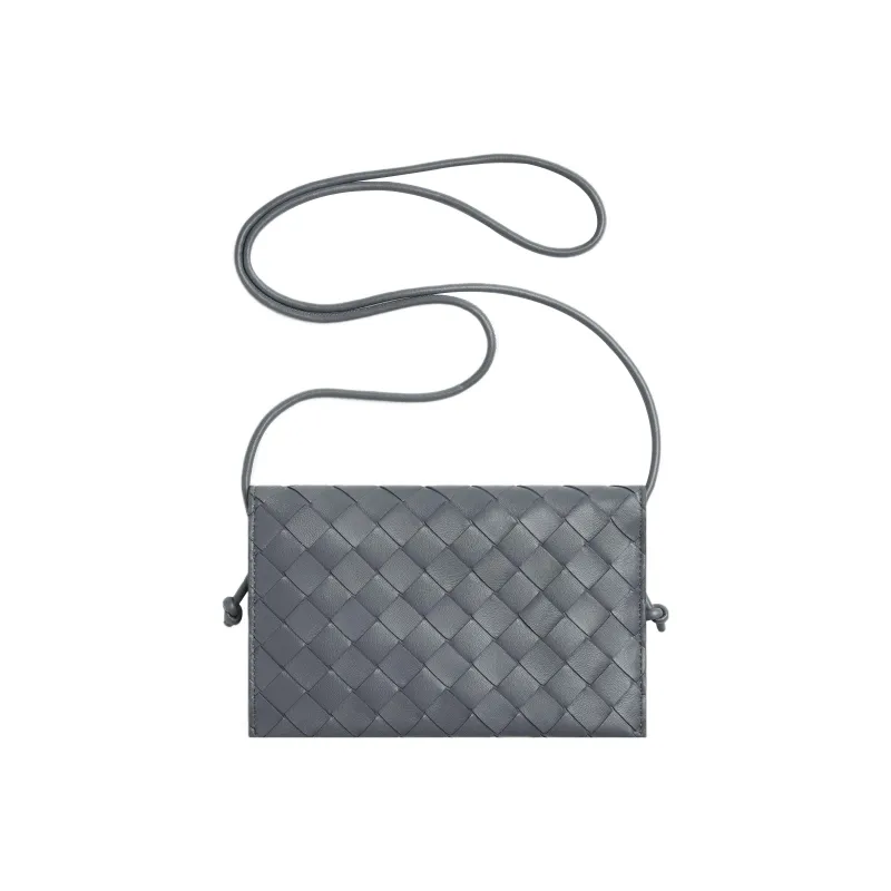Bottega Veneta Sheepskin Shoulder Bag Crossbody Bag Wallets Large Size Women's Lightning Gray-1