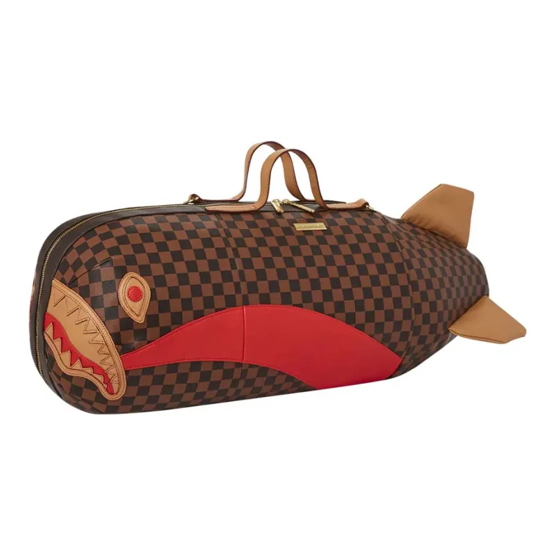 SPRAYGROUND PVC Travel Bag, Irregular Shaped Bag, Handbag Large Size Unisex Brown-0