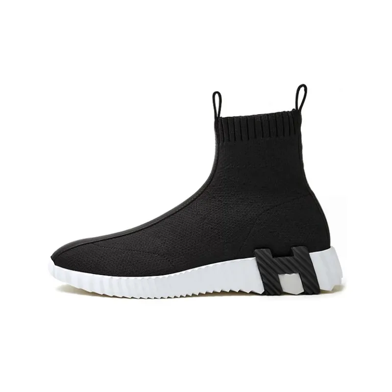 HERMES Slip Resistant High Top Sports Casual Shoes Women's Black-0