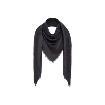 FENDI Ff Logo Printed Fringe Detailed Scarf