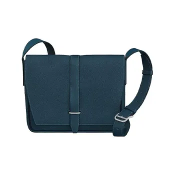 HERMES Steve Light Junior Togo Calfskin Messenger Bag Shoulder Bag Crossbody Bag Men's 7P Bleu De Prusse Prussian Blue