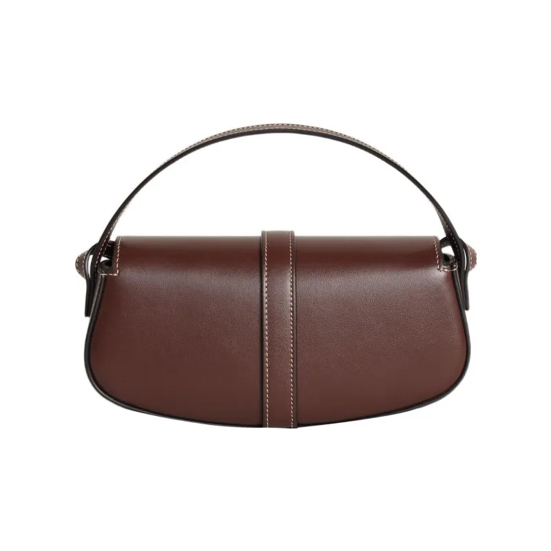 CELINE Smooth Calf Leather Lockhead Baguette Bag Shoulder Bag One Shoulder Handbag Crossbody Bag Mini Women's Burgundy-2