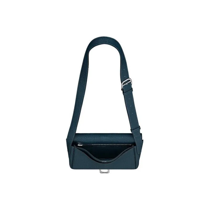 HERMES Steve Light Junior Togo Calfskin Messenger Bag Shoulder Bag Crossbody Bag Men's 7P Bleu De Prusse Prussian Blue-2
