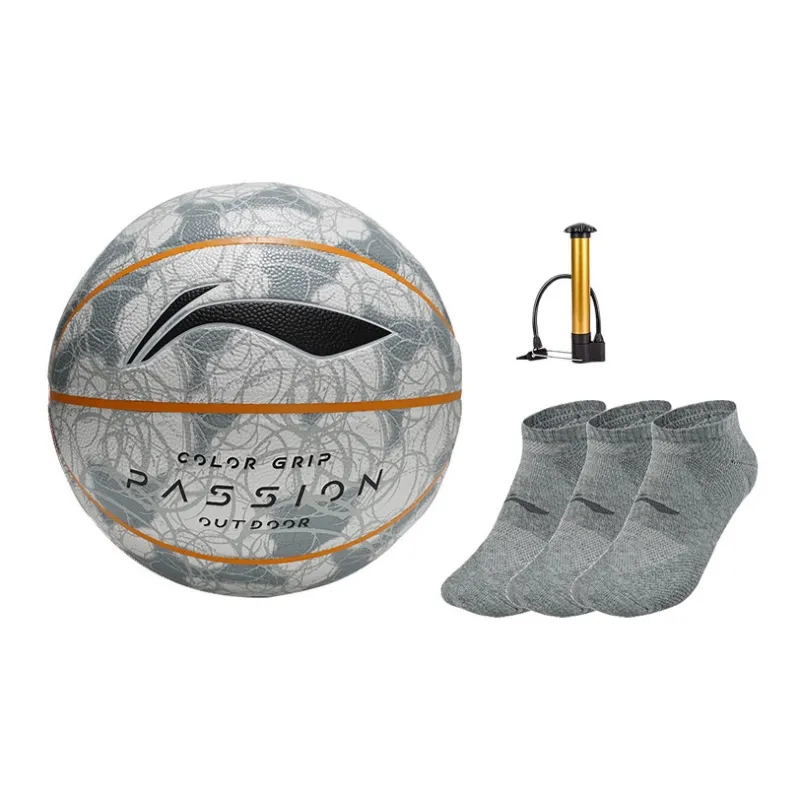 LiNing PU Basketball Gray Size 7 Training Match Unisex-34