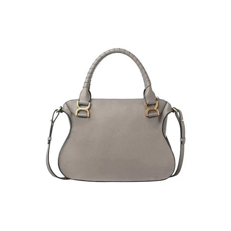 Chloe Marcie Grained Calfskin Shoulder Bag Crossbody Bag Handbag Medium Size Women's Gray-1