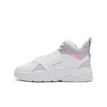361° Cushioning Abrasion Resistant Thermal Mid Top Sports Casual Shoes Women's White Purple