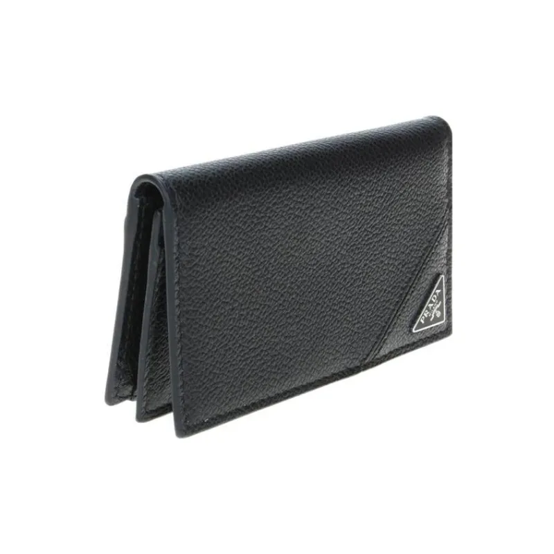 PRADA Leather Business Card Holder Card Case Men's Black-1