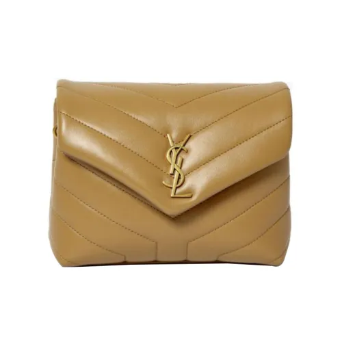 SAINT LAURENT LOULOU Cow Leather Crossbody Bag Shoulder Bag Women's Camel