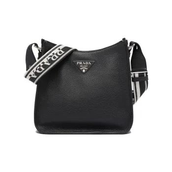 PRADA Hobo Grained Leather Hobo Bag Crossbody Bag Shoulder Bag Regular Women's Black