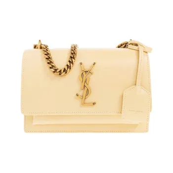 SAINT LAURENT SUNSET Calfskin Sunset Bag Shoulder Bag Crossbody Bag Small Size Women's Yellow